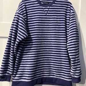 Southern Marsh Purple and White Striped Crewneck Sweater